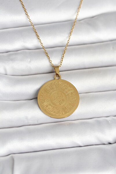 callerrons accessories Gold Color Ayetel Kürsi Written Necklace - Ebj260418W4...