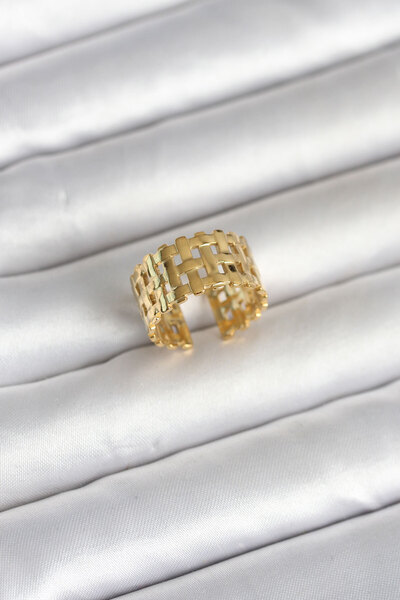 callerrons accessories خاتم نسائي من الخوص بلون ذهبي - EBJ260418W41936