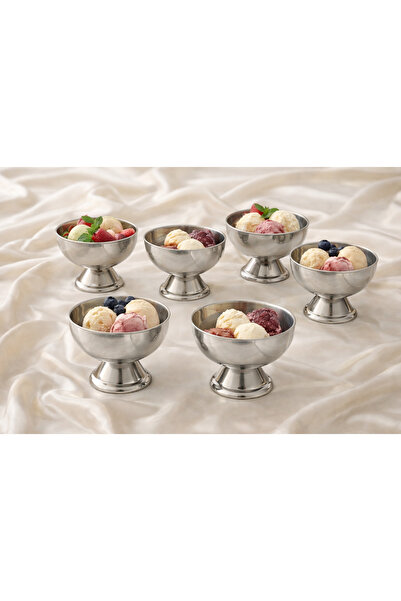 Simply Now 304 Çelik Dondurma Kasesi Sunumluk Çok Amaçlı 10 cm Ayaklı Kase