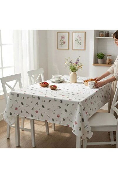 Lenjerii Deosebite Teflon-coated tablecloth, round, diameter 140cm, Pastel Fl...