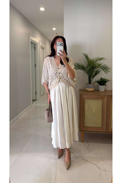 BİRCANÇİL Φούστα Yerlana Εκρού με Κράσλι " (Yerlana Ecru Crinkle Skirt) - Thi...