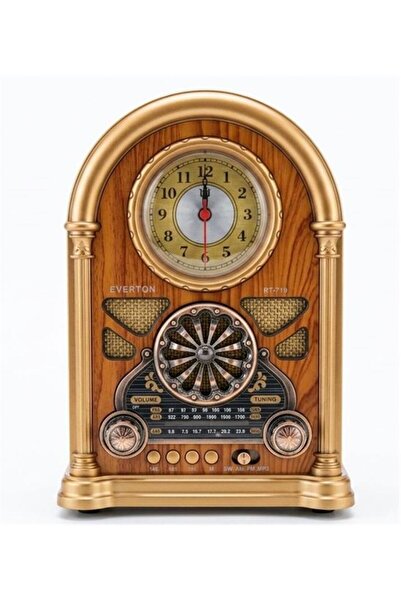 Everton Rt-719 Şarjlı, Saat Göstergeli Nostaljik Radyo Bluetooth-Usb-Sd-Fm