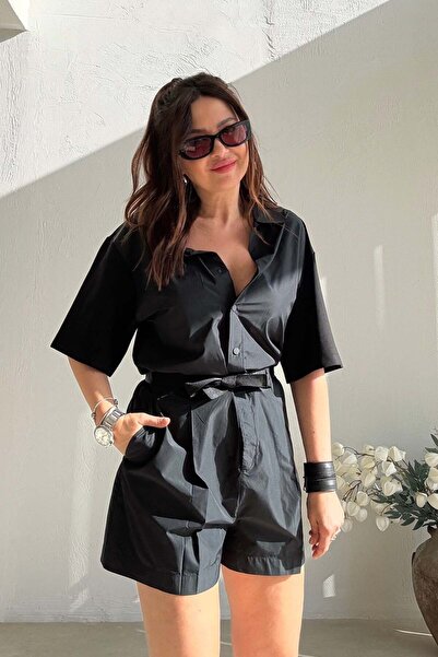 ELVAN TOLON Black Belted Jumpsuit