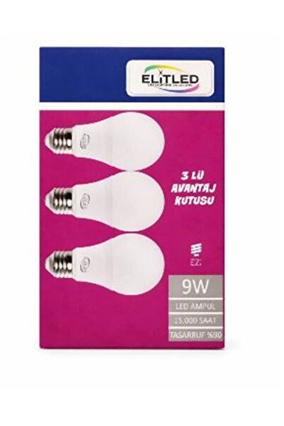 ELİTLED 9W 3Lü Set Led Ampul Avantaj Kutu