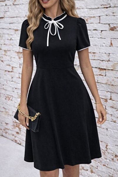 DRESSIFY WOMEN’S FASHION Γυναικείο κοντομάνικο φόρεμα μίντι Janjan από κρεπ μ...