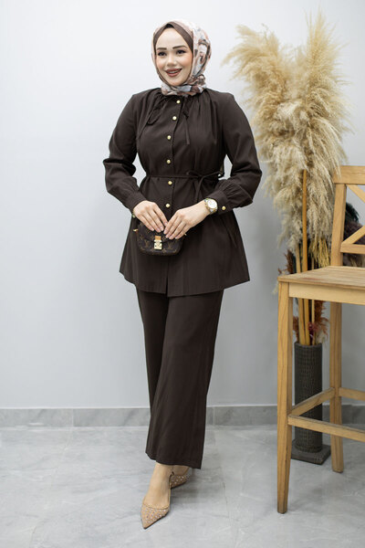 Tesettür Dünyası Σετ δύο τεμαχίων με λεπτομέρεια δεσίματος στο γιακά TSD26017...