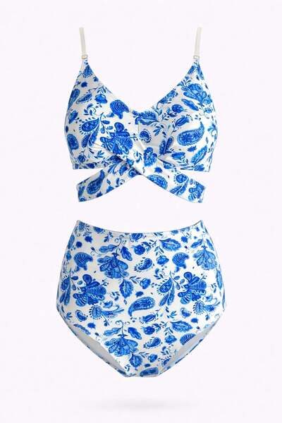 SAILOR moda Σετ μπικίνι με ψηλόμεσο σταυρό με κορδόνια