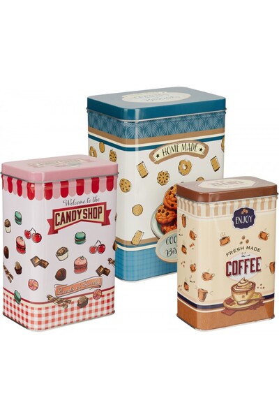 Excellent Houseware Σετ 3 δοχείων φαγητού Excellent Houseware, μεταλλικά, πολ...