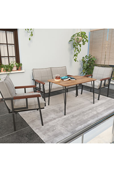 Mygusi Modern Balkon, Bahçe, Cafe - Metal Kanepe Koltuk Takımı - 2+1+1 60x90 ...