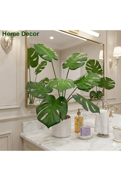MirageBotanics 60cm Artificial Monstera Trees Faux Plant with White Pot Pot for Indoor Office Garden Home Decor