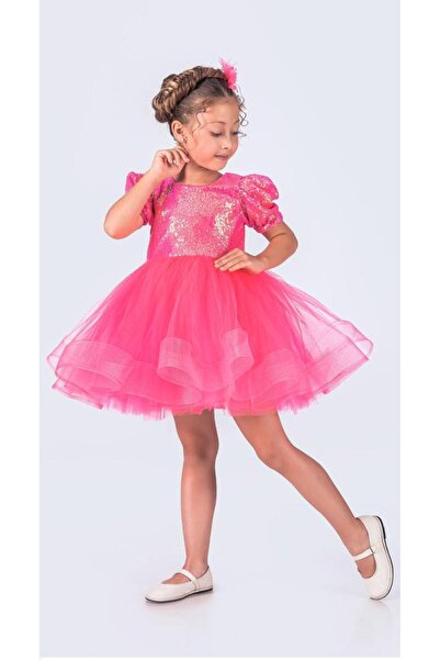 RAPAPA Rochie tutu roz cu paiete pentru fete, 2 piese-1701P