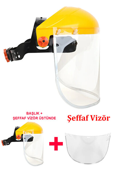 ABLACKS Şeffaf Tırpan Maskesi + Yedek Vizörü Ayarlanabilir Yüz Koruyucu Siper...