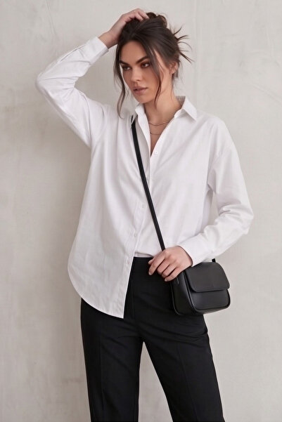 Corradeo Giyim Clara Γυναικείο Oversize Basic Πουκάμισο - Λευκό