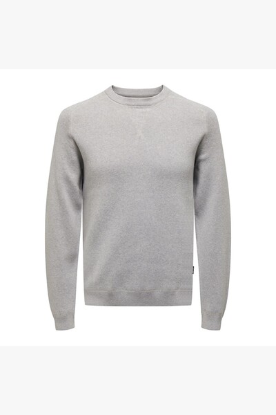 Only & Sons Onspin Reg 12 Solid Crew Knit Men's Gray Sweater - 22027590