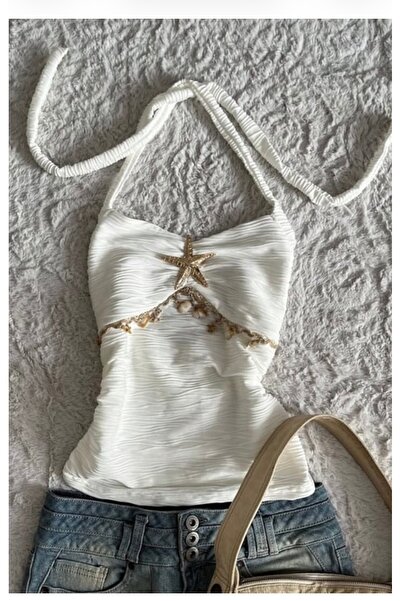 Köstebek Sea Star Mermaidcore Drawstring Summer Blouse