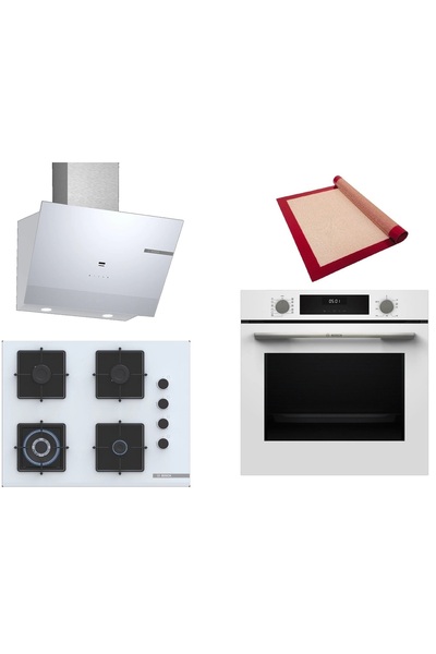 Bosch Beyaz Ankastre Set ( HUA717BV0T - POH7C2P31O - DWK67PJ20T ) Buhar Deste...