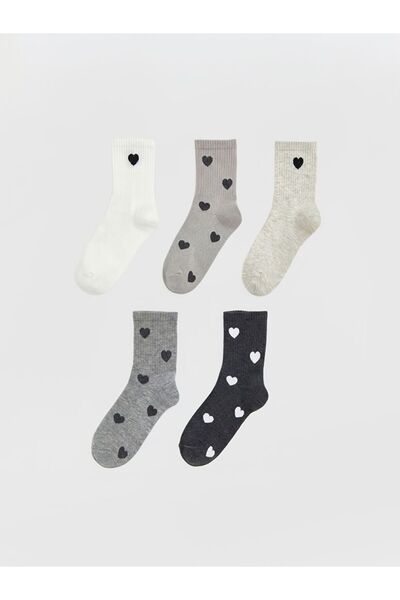 LC Waikiki Lcw Dream Heart Patterned Women's Socks 5-Piece Pack