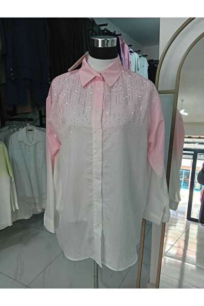HCR GİYİM Blush Shine Taş Detaylı Gömlek