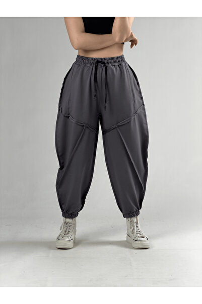 COCOPELLI Γυναικείο παντελόνι jogger με λεπτομέρεια ραφής και εφέ καπνιστού χ...