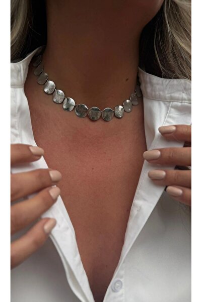 Melika Collection Minimal Yuvarlak Plaka Çelik Kolye – Paslanmaz Çelik Modern...