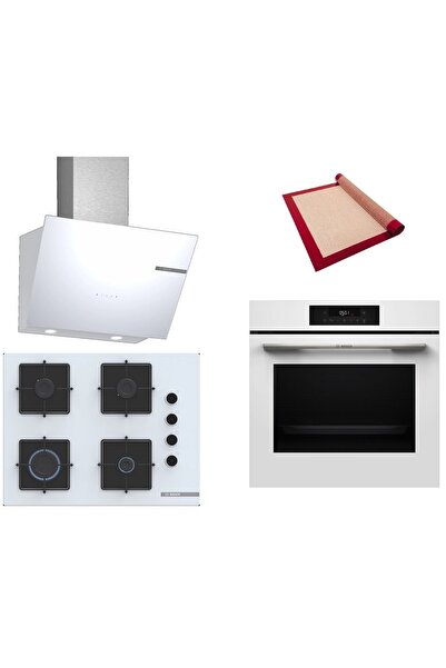 Bosch Beyaz Ankastre Set ( HJG852YW0T - POP7C2P31O - DWK66PJ20T ) 3D Fry - Pi...