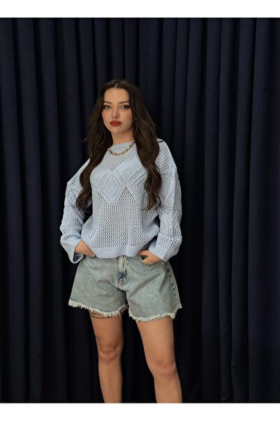 Neva Wear Καλοκαιρινό πλεκτό πουλόβερ με διάτρητο σχέδιο φλοράλ μπακλαβά