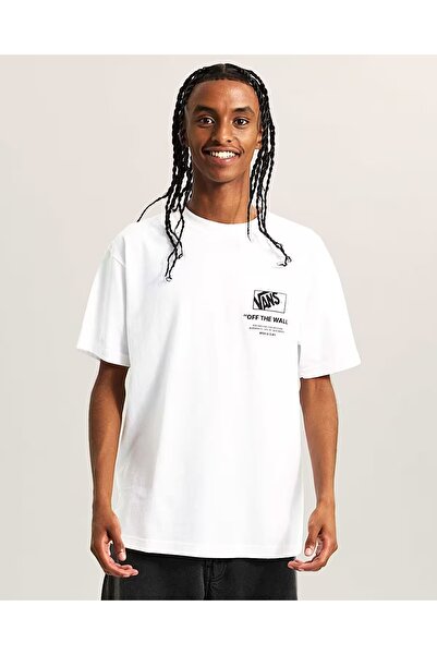 Vans Ανδρικό λευκό μπλουζάκι με σχέδιο στοιβαγμένων στοιχείων Hi SS - VN000PEW