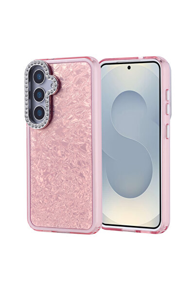 UnDePlus Samsung Galaxy S25 Kılıf Kamera Çerçeve Taşlı Parlak Tasarım Kapi Kapak