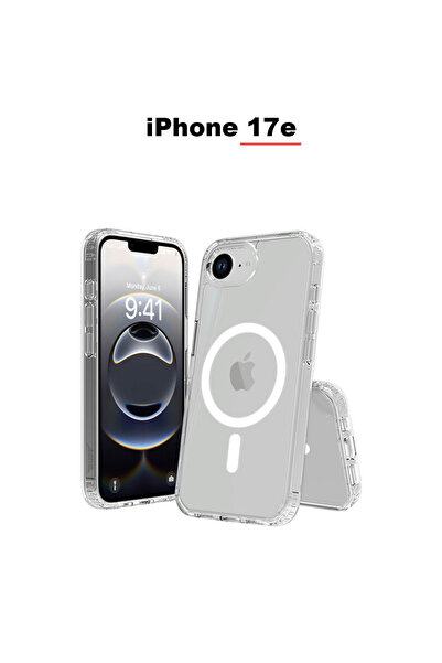 bewn Apple iPhone 17E Kılıf Magsafe Wireless Kablosuz Şarj Destekli Şeffaf Da...