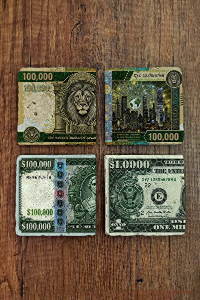 Begoloni Stone Decor Natural Stone Coasters - Ai Money Themed Coasters 10X10C...