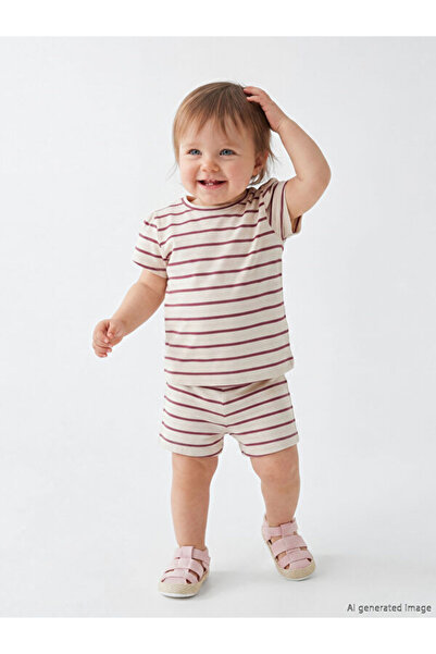 LC Waikiki Sparkling Choices Striped Baby Girl T-Shirt and Shorts from Shinin...