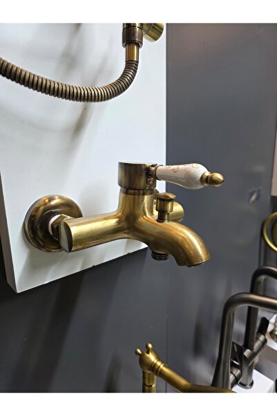 Filia Yapı Porselen Kollu Klasik Mix Sarı Antik Banyo Duş Bataryası