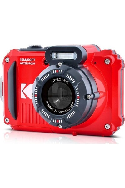 Canon Kodak Pixpro WPZ2/4x Yakınlaştırma Su Altı Fotoğraf Makinesi-Kımızı