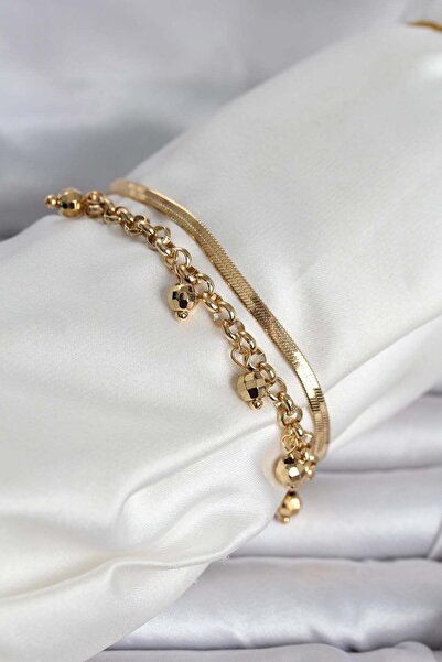 Inure Jewelry سوار نسائي من الفولاذ 316L باللون الذهبي من طراز دوريكا مع سلسل...