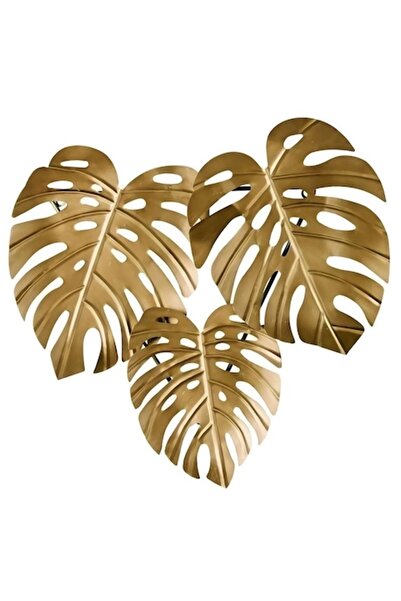 ZEYA Decorațiune de perete cu frunză de Monstera, Auriu, 41 x 41 cm