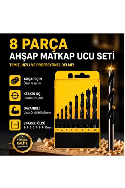 FREED TOOLS 8 Parça Markap ucu Ahşap Delme Seti