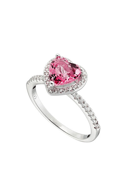 AngelsAccessories Δαχτυλίδι με Ροζ Πέτρα-Ασημί