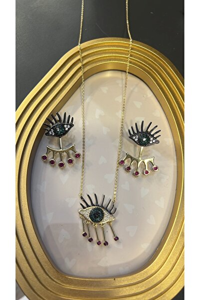 gozdeasutayaccessory Eye Earring Necklace Set