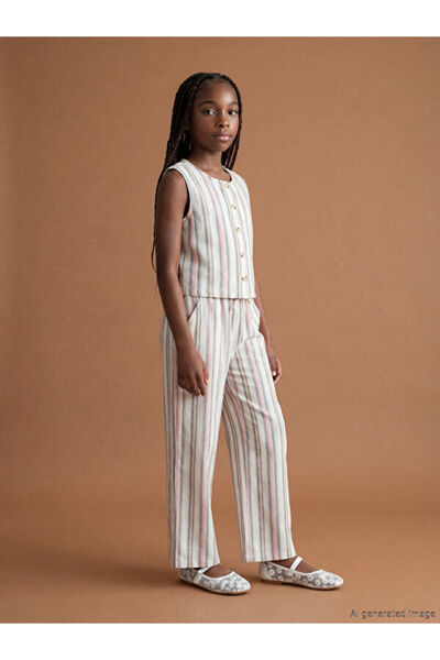 LC Waikiki I Striped Girls' Linen Blend Pants from Freezen Store