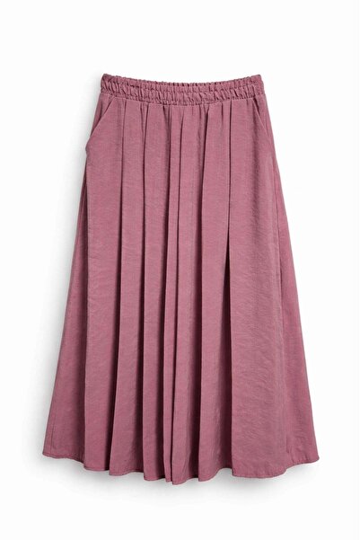 Mixray 4612 Γυναικεία φούστα με πλισέ και πλαϊνές τσέπες, χρώμα δαμασκηνί