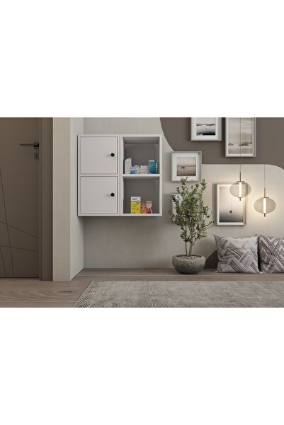 Nettrends Beyaz Modüler İlaç Dolabı Çok Amaçlı Banyo ve Antre Düzenleyici Dol...