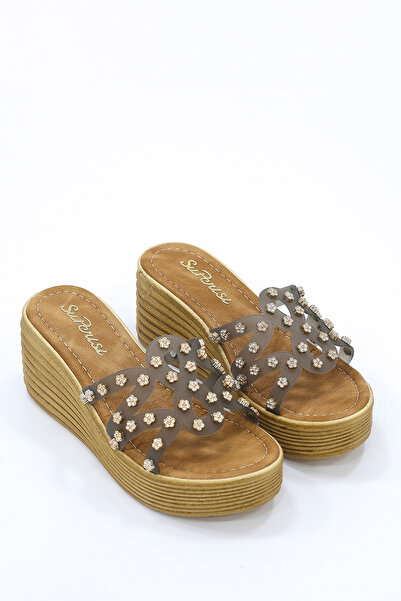 kajal ayakkabı Sup 2002 Stone Buckle Detailed Padded Sole Slippers