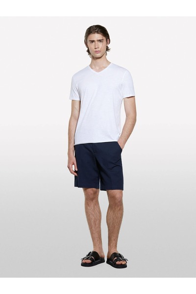 Sisley Erkek %100 Pamuk Yırtmaç Detaylı Regular Fit Bermuda Şort 325P4GJ0S901...