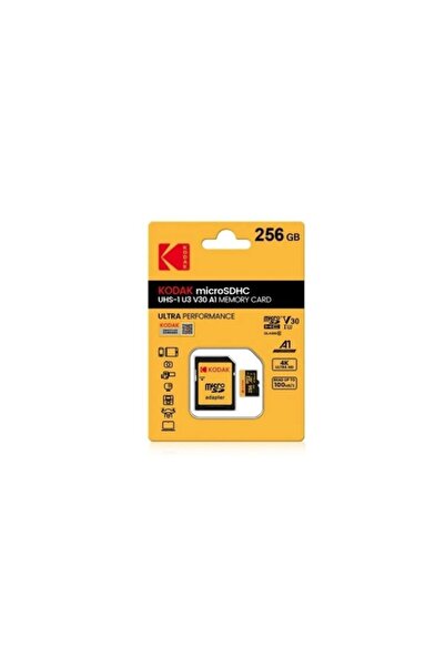 Lexar Kodak 256GB UHS-I U3/V30/A1 Yellow MicroSD + Adaptör