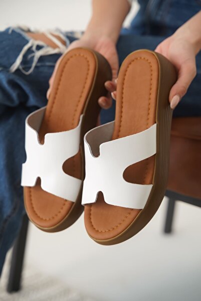 Zerenyus Malibu Premium White Genuine Leather Slippers