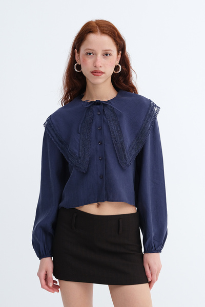 Addax Βρεφικό πουκάμισο με δαντέλα στο γιακά G0539