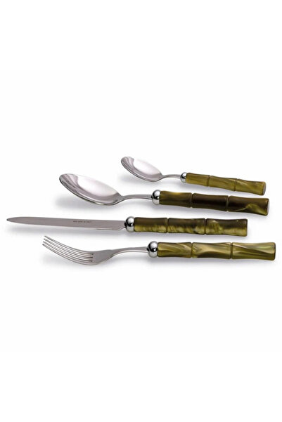 RİVADOSSİ SANDRO Bamboo Zeytin Yeşili 75 Parça Çatal Bıçak Seti