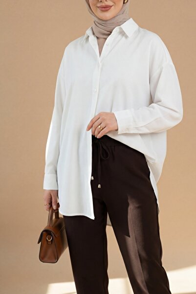 Modamorfo Πουκάμισο βισκόζης casual με κουμπιά - λευκό