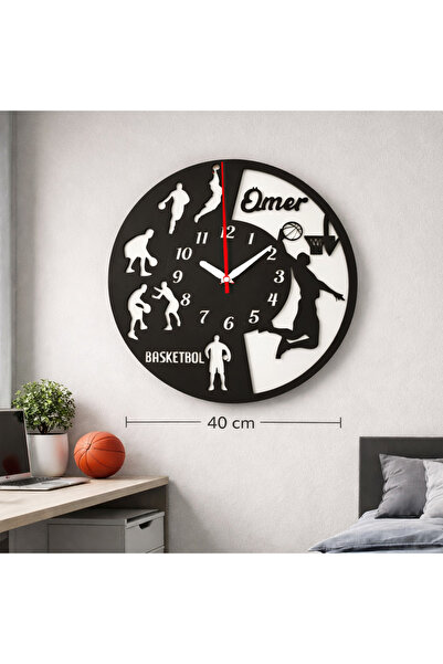 Basketbol temalı duvar saati 40 cm kişiye özel MRC HEDİYE SEPETİ no:943