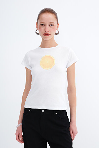 Addax Μπλουζάκι με στάμπα με λαιμόκοψη ποδηλάτου P1823